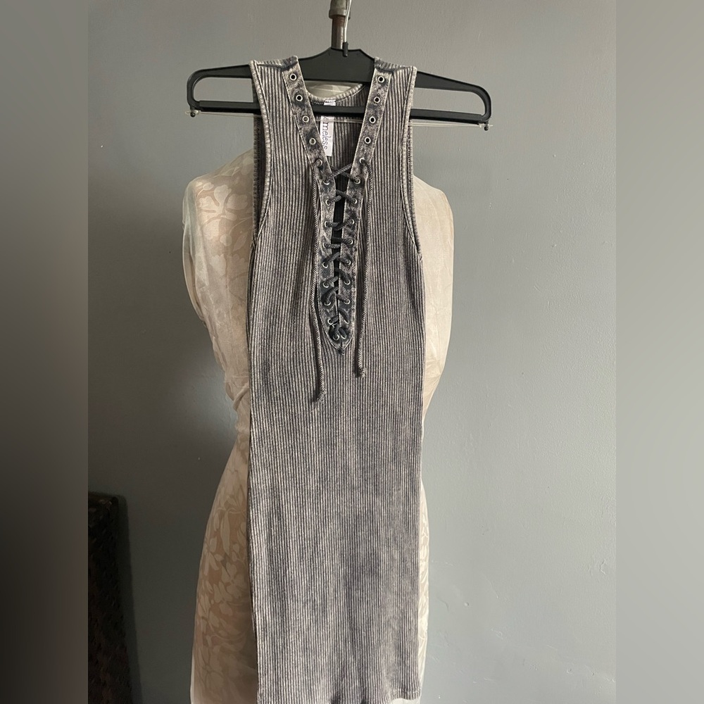 Nameless Charcoal Lace-Up dress